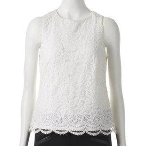 Elle White Floral Lace Boho Long Tank Top